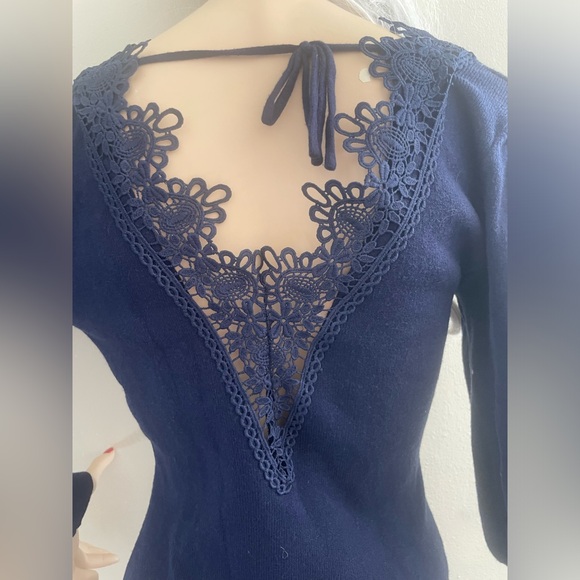 Navy blue Long sleeve sweater dress - Picture 4 of 6